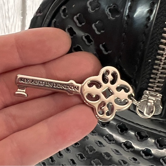 My Flat in London Brighton Alexia Satchel Black Leather Rhinestone - Picture 6 of 16